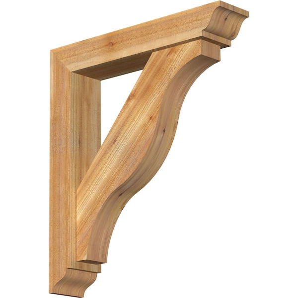 Ekena Millwork Funston Traditional Rough Sawn Bracket w/ Offset Brace, Western Red Cedar, 6"W x 30"D x 34"H BKT0604X30X34FST01RWR - main